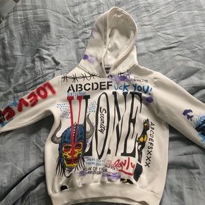 Vlone Hoodie Graffiti Hip Hop Pullover Sweatshirt